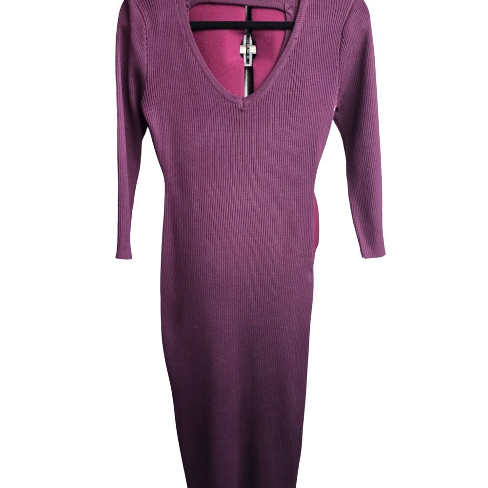 NWT No Boundaries Ribbed Knit Sweater Dress Long Sleeve V Neck Size S - Picture 5 of 6